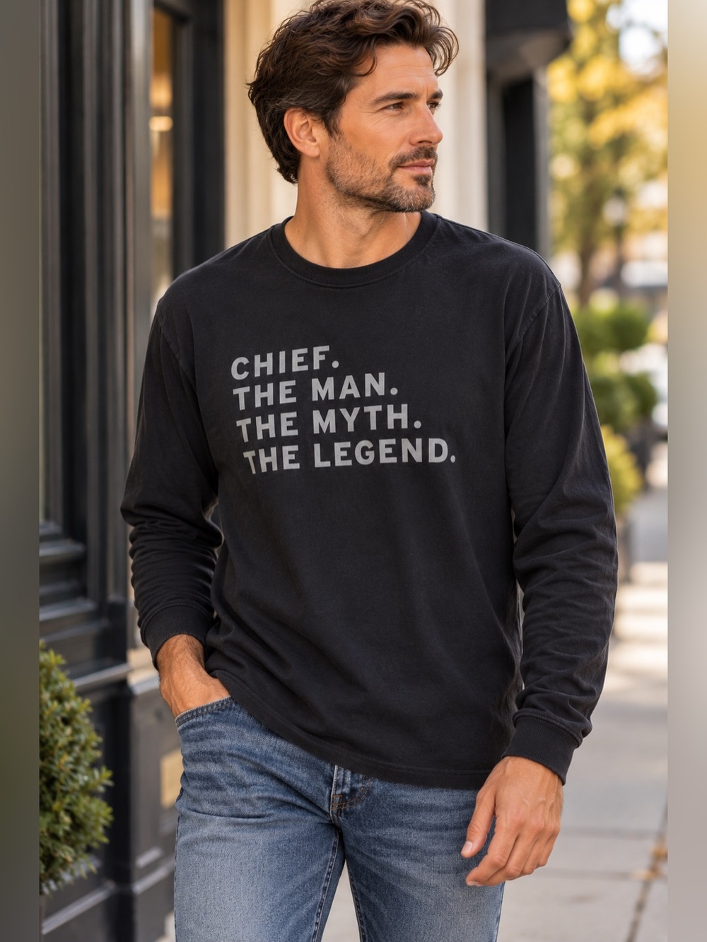 Comfort Colors Legendary Black Long Sleeve Graphic Tee